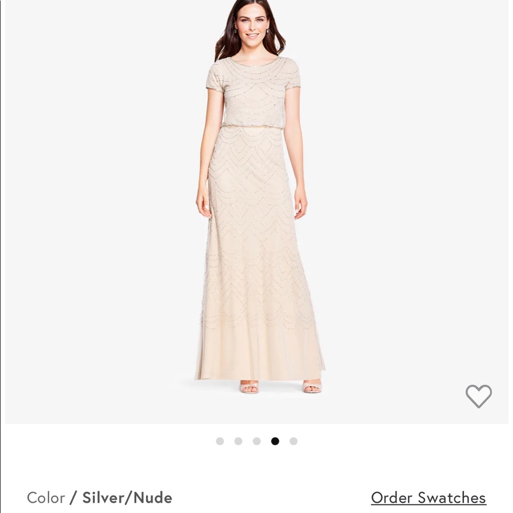 Adriana Papell nude bridesmaid dress